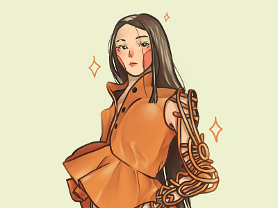 Orange and Green character characterdesign design digital art drawing dress girl illustration model orange