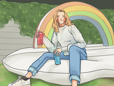 Backyard Party balloon character characterdesign design digital art drawing girl illustration model rainbow