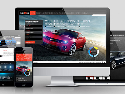 Responsive Car Customization Website car customization headlight lights orange responsive ui web web design website