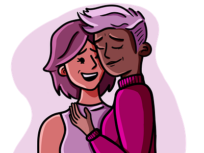 Pride couple digital illustration lesbian lgbt pride