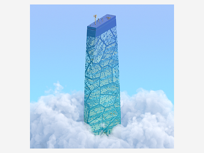 I 3d abstract architecture art building cloud design digitalart gradient houdini illustraion letter redshift3d sky skyscraper voronoi