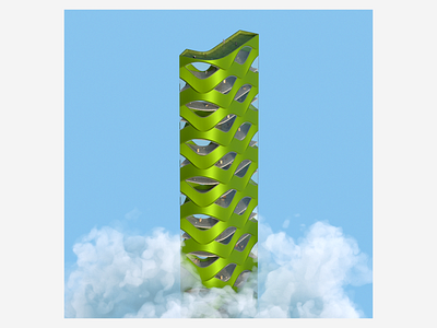 j main 3d abstract architecture art building cloud design digitalart houdini illustraion letter redshift3d sky skyscraper