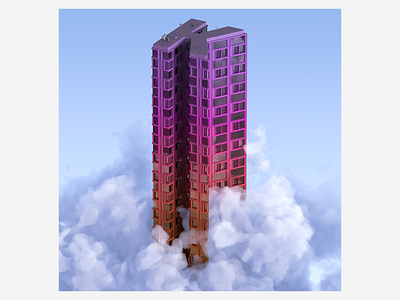 k 3d abstract architecture art building cloud design digitalart gradient houdini illustraion letter redshift3d sky skyscraper