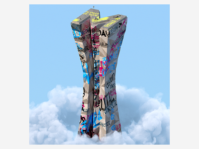 M 3d abstract architecture art building cloud design digitalart houdini illustraion letter redshift3d sky skyscraper