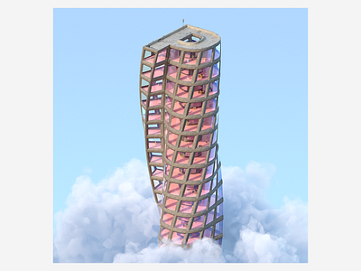 P 3d abstract architecture art building cloud design digitalart houdini illustration letter photoshop redshift3d sky skyscraper
