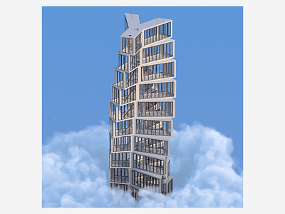 Y 3d abstract architecture art cloud design digitalart graphic design houdini illustration redshift3d render sky skyscraper