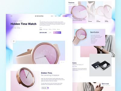 Hidden Time watch exploration clean ecommerce gradients hiddentime landing page minimal shop watch website