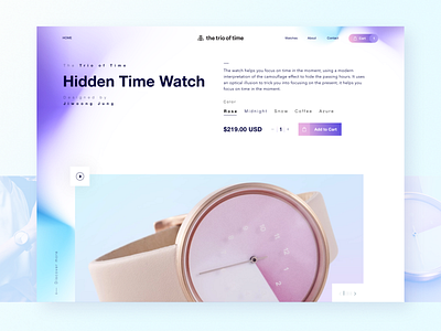 Hidden Time Landing page design ecommerce gradient landing page minimal shop watch website