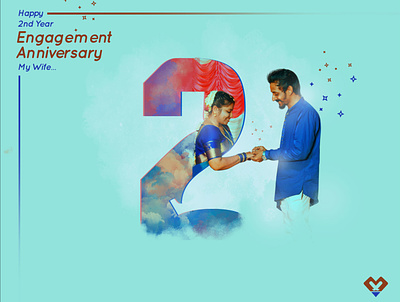 2nd Year Engagement Anniversary 2020 branding brush concept art design designer graphicdesign illustration illustrator vector