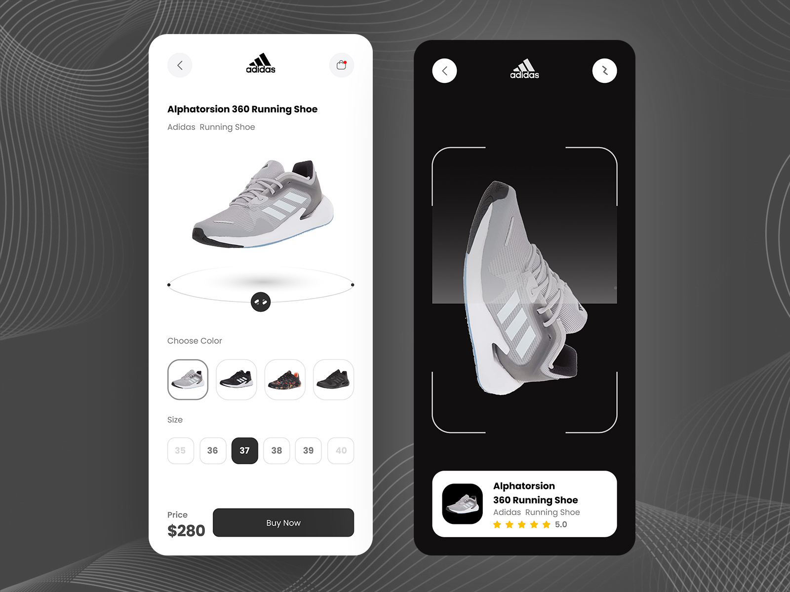 Adidas 360 Running Shoe app by Lijish LJ on Dribbble