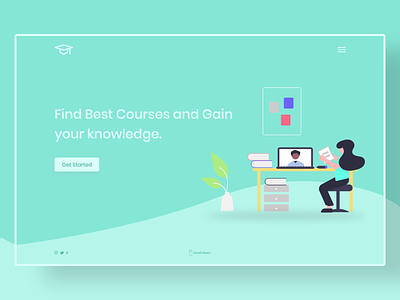 E-Learning Landing Page design flat minimal ui ux web website xd