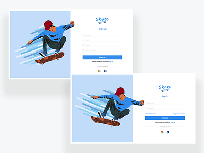 Skate Log in Screens