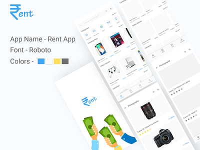 Rent design flat minimal rental app uiux vector