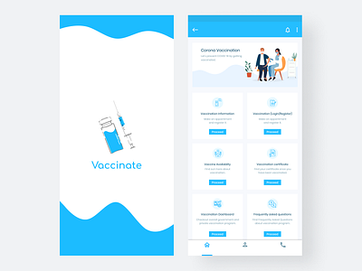 Vaccinate app design figma flat illustration minimal ui ux vector