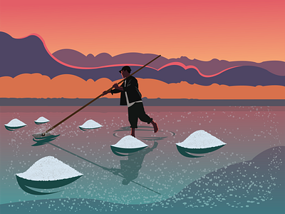 Salt Harvesting design graident graphic design illustration illustrator minimal salt harvesting vector