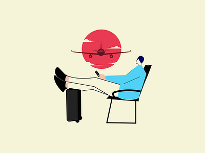 Lounge time Illustration design flat flight graphic design illustration illustrator lounge minimal vector waiting