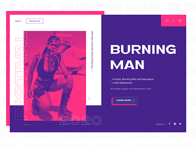 Festival Burning man_main screen art clean concept design duotone futuristic landingpage mainpage ui ux web webdesig webdesign