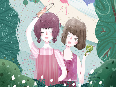 summer friends girl illustration illustration art summer 插图