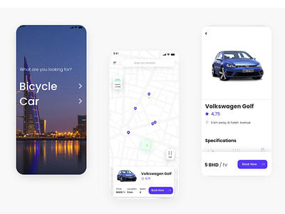 A Car/Bicyle Rental App concept branding car carrental mobile ui ux