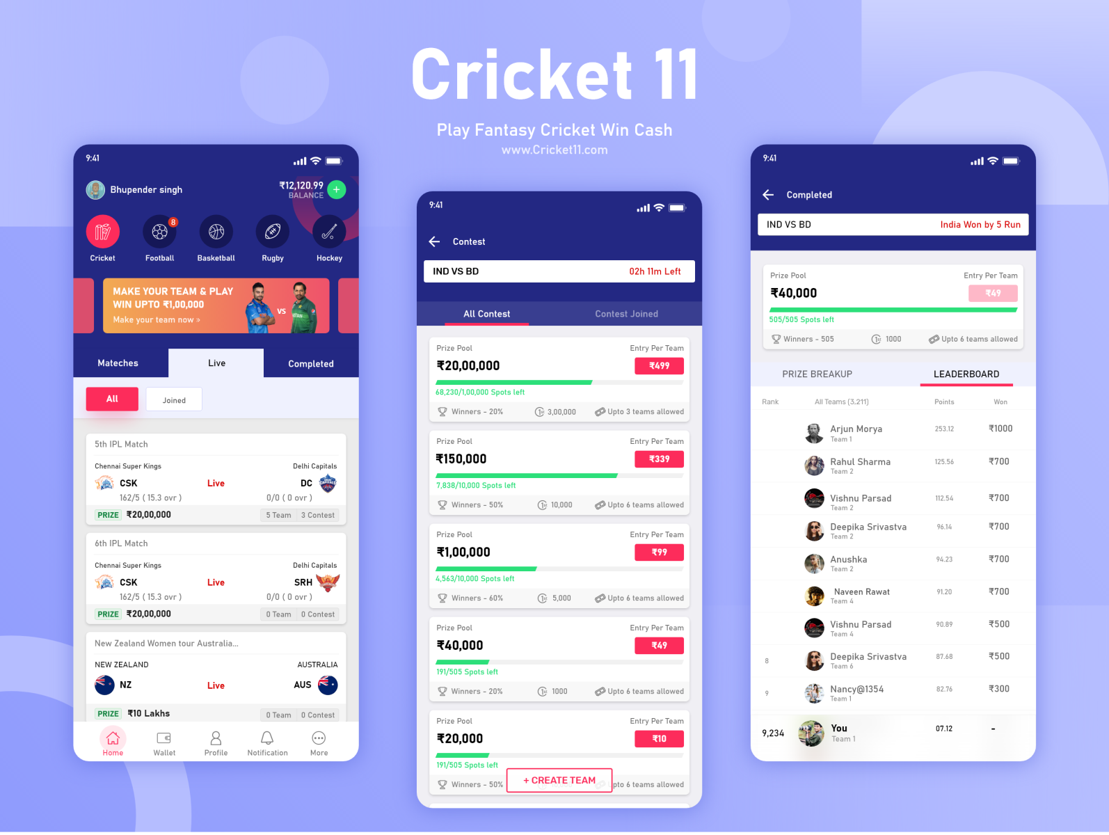Cricket 11 Concept UI by Bhupender Sing Negi on Dribbble