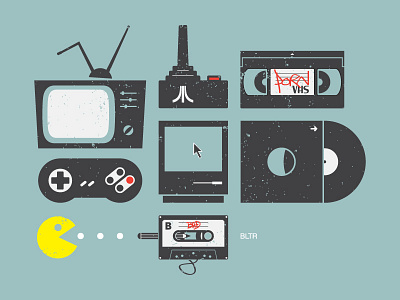 GOOD OL' TIMES X atari beltramo cassette controller icon illustration mac nintendo pacman tv vhs vinyl