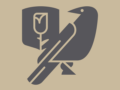 THE CROW PART ONE // beltramo bird bltr crow flower icon illustration logo rose