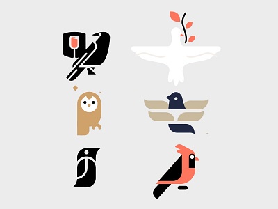 BIRDS // beltramo bird bltr cardinal crow dove icon illustration logo peace pigeon