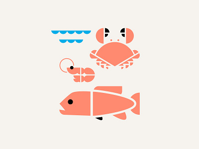 OCEAN // beltramo bltr crab fish icon illustration logo ocean shrimp