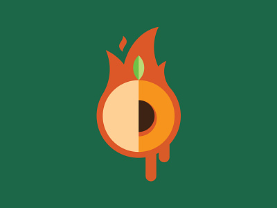 Peaches & Hot Sauce badge branding design flat icon illustration logo minimal vector