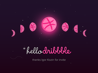 Thanks for invitation / Hello dribbble hello dribbble hellodribbble moon space thank you thanks for invite