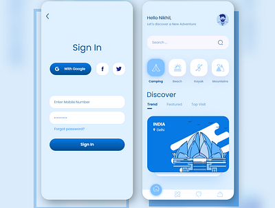 Mobile App Concept Design app concept design dribble icon travel app ui uidesign vector xd design