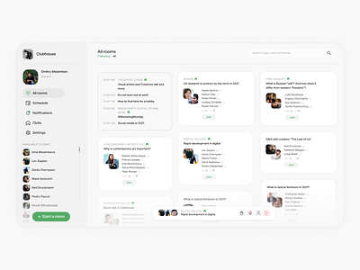 Clubhouse - desktop concept of the app