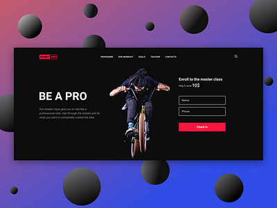 BMX master class landing page concept black landing ui ux