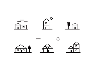 Little Houses door graphic home icon illustration photoshop shape tree triangle window