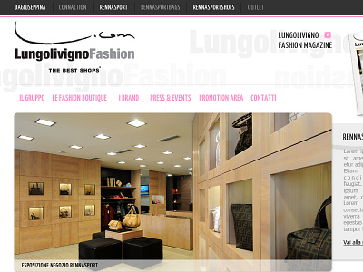 Homepage of Lungolivigno Fashion design ui web