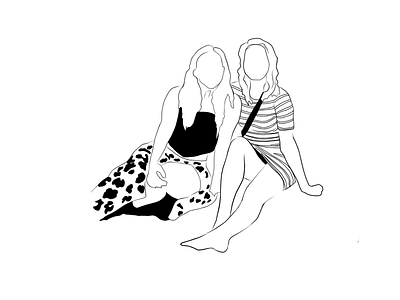 Friendship appreciation blackandwhite friendship girls graphic design sketch style