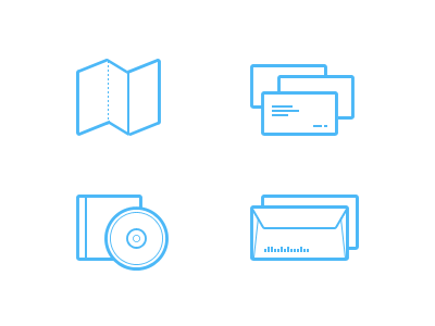 Icons for BeLight Software Site belight brochure cards disc envelope icons vector