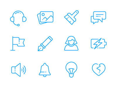 Simple Icons Experiment brush headset heart icons interface messages outline pen stroke vector