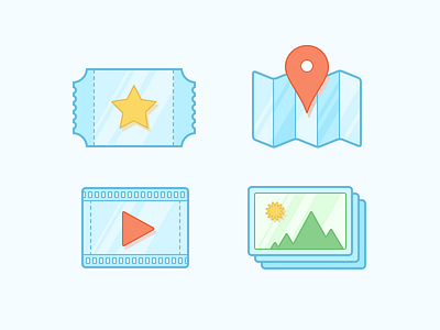 Thin Ice Icons coupon gallery geo icon icons illustrations map pics pin star vector video