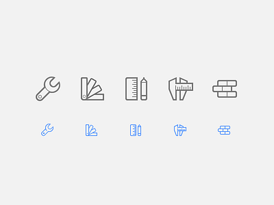 Live Home Icons (Part 2) brick home icons measure outline palette vector wrench