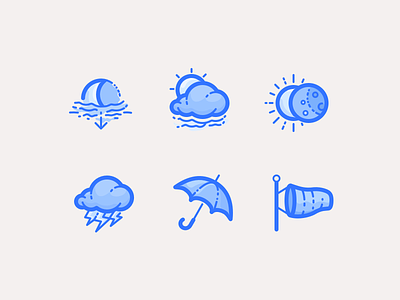 Clouds And Precipitation (filled version) clouds eclipse forecast icons illustrations moon precipitation rain thunder weather