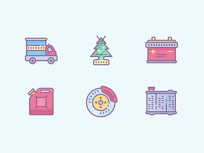 Automotive Stuff battery brakes car freshener icon icons illustrations jerrycan outline radiator truck