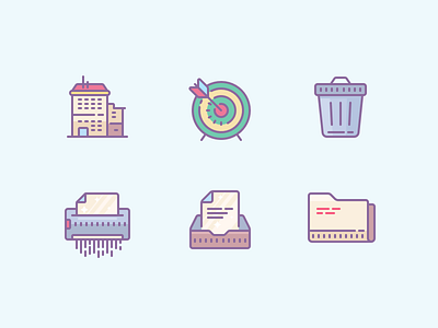 Colored Office Stuff building folder icon icons illustrations inbox folder outline shredder target trash