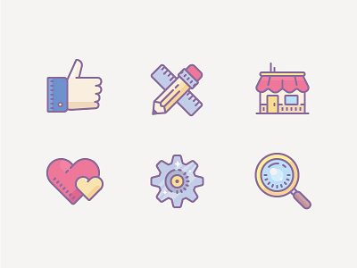 Cute Color icons goes to the world! gear heart icons icons8 like pencil ruler shop zoom