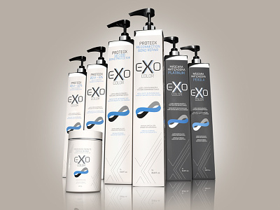EXO Packs 3d beauty design embalagens hair modelling packaging