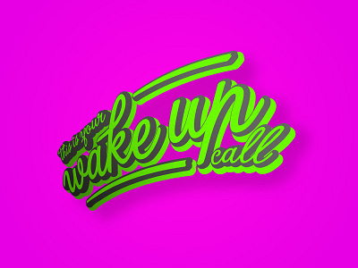 Wake-up! 3d green logo magenta rgb sticker