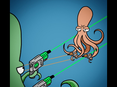Squid Slingers handdrawn illustration vector