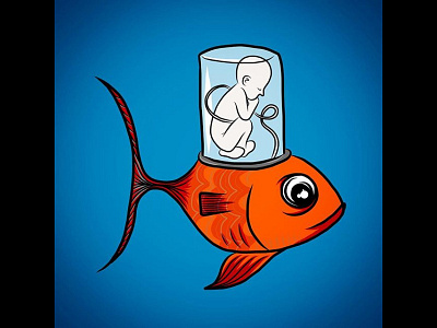 Mother Fish handdrawn illustration vector