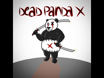 Dead Panda X handdrawn illustration vector