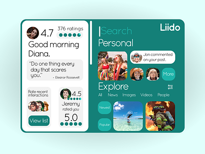 Liido Social Rating System app branding browser design explore future graphic design graphics icon icons illustration menu profile settings sketch social app typography ui ux web